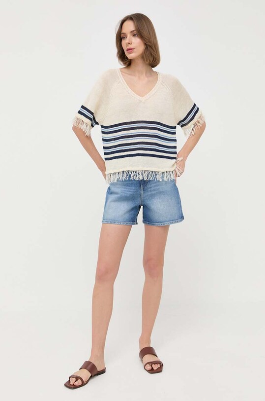 Weekend Max Mara t-shirt lniany 2353610631600 multicolor SS23