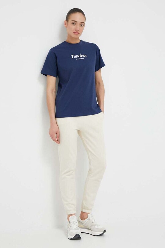 New Balance tricou din bumbac WT31551NNY bleumarin SS23