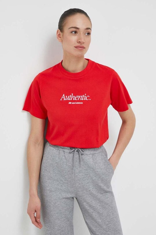 New Balance tricou din bumbac WT31551TRD rosu SS23