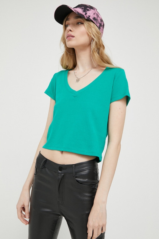Hollister Co. tricou din bumbac verde KI339.3295.300