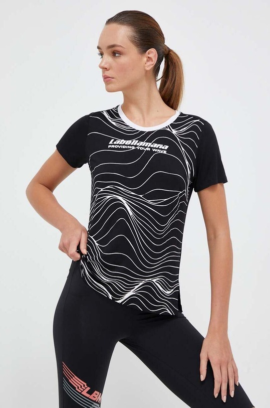 LaBellaMafia t-shirt Waves z elastanem czarny LB.27148