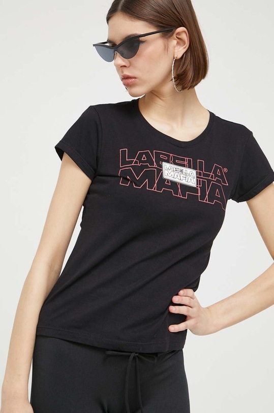 Βαμβακερό μπλουζάκι LaBellaMafia LB.27267 μαύρο SS23