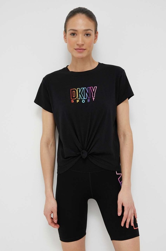 Dkny t-shirt z elastanem czarny DP3T8782