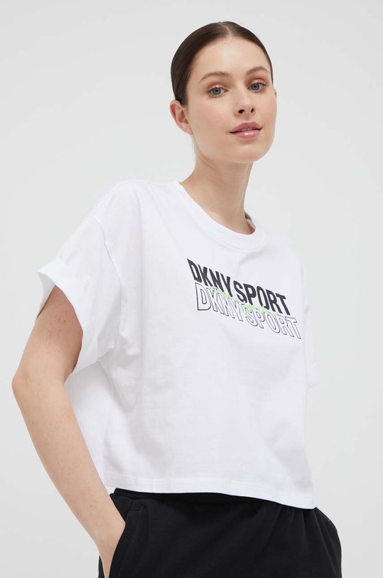 Βαμβακερό μπλουζάκι DKNY στάμπα λευκό DP3T9313