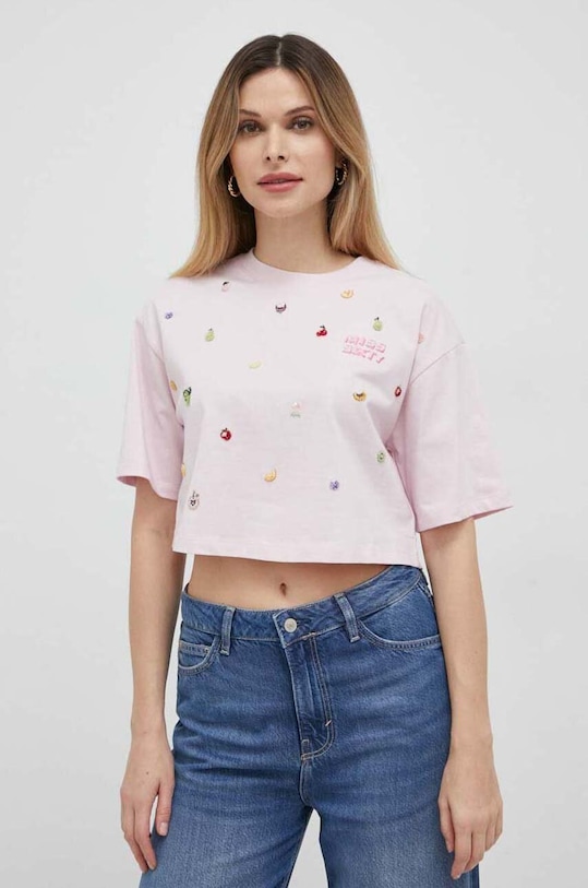 Miss Sixty t-shirt bawełniany aplikacja różowy 6T1SJ0460000