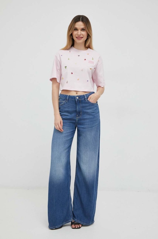 Miss Sixty t-shirt bawełniany 6T1SJ0460000 różowy SS23