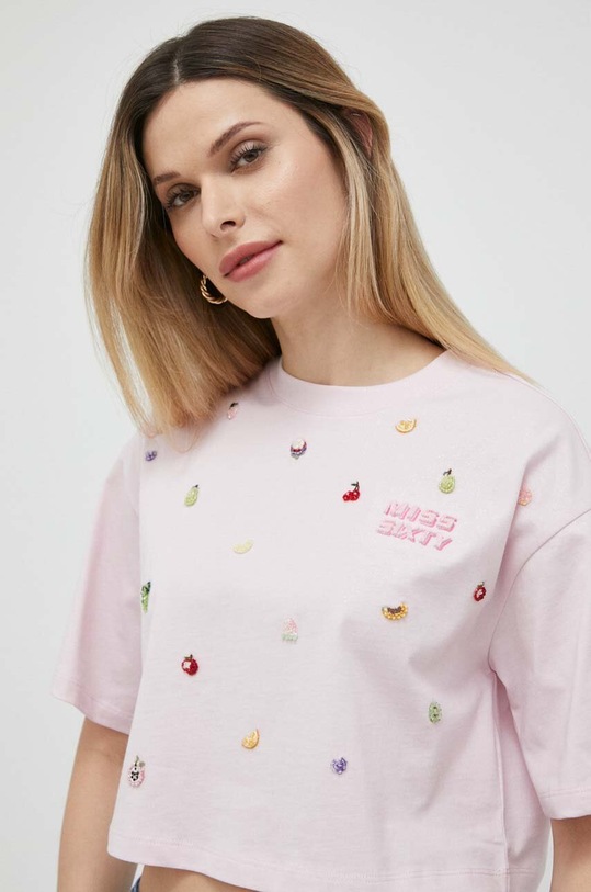Miss Sixty t-shirt bawełniany różowy 6T1SJ0460000