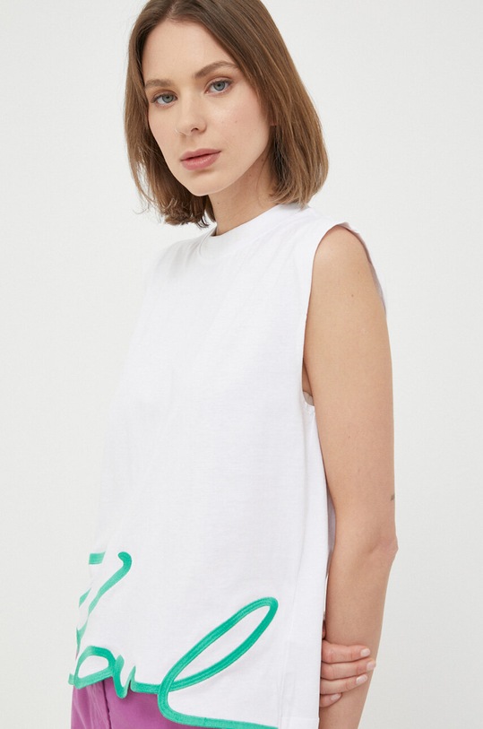 Bavlněné tričko Karl Lagerfeld bílá 231W1717