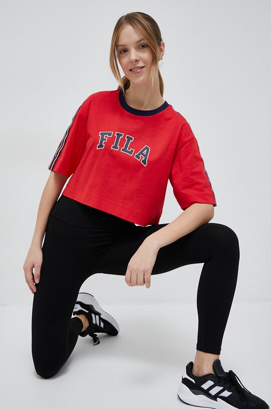 Fila pamut póló x Hailey Bieber pamut piros FAW0818