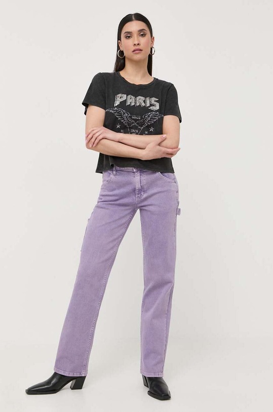 Bombažna kratka majica Morgan DPACA.GRIS siva SS23