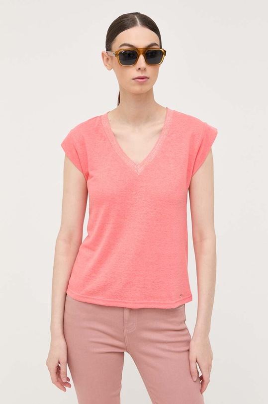 Morgan t-shirt lniany pomarańczowy DAME.PAPAYE