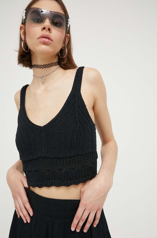 Hollister Co. top bawełniany bawełna czarny KI350.3091.900