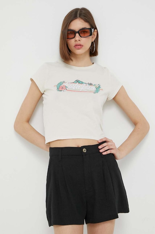 Bavlnené tričko Hollister Co. béžová KI357.3106.178