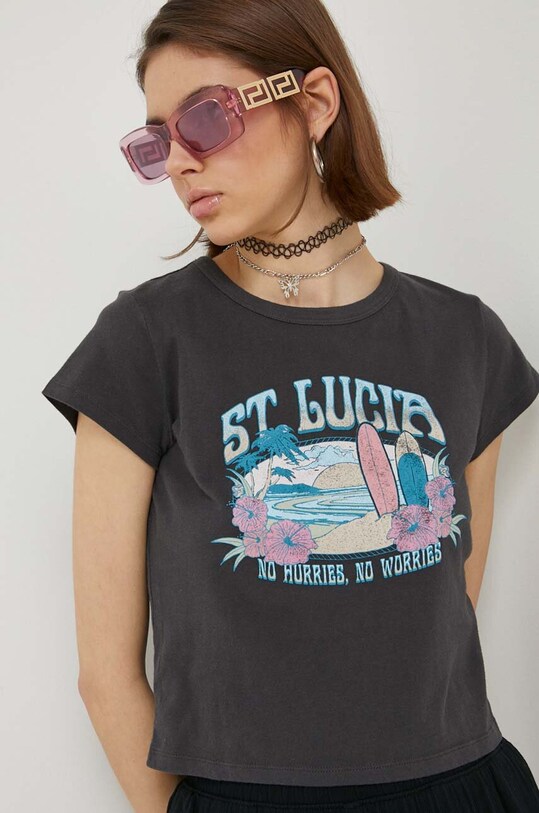 Hollister Co. t-shirt bawełniany nadruk czarny KI357.3106.902