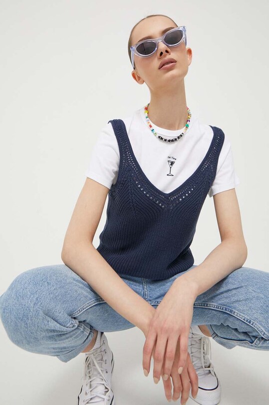 Pamučni top Abercrombie & Fitch pamuk mornarsko plava KI150.3188.201