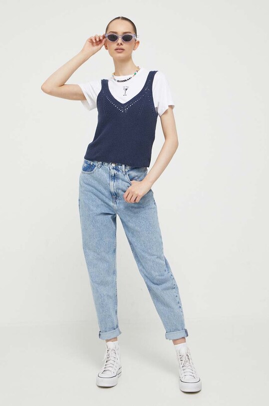 Abercrombie & Fitch top din bumbac KI150.3188.201 bleumarin SS23