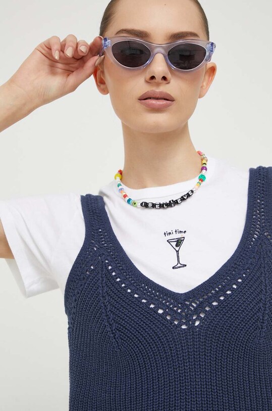 Pamučni top Abercrombie & Fitch mornarsko plava KI150.3188.201