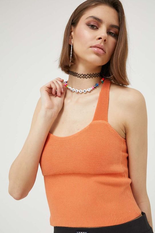 Abercrombie & Fitch top z elastanem pomarańczowy KI150.3213.700