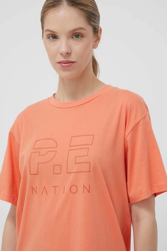 P.E Nation t-shirt bawełniany nadruk pomarańczowy 23PE2T088