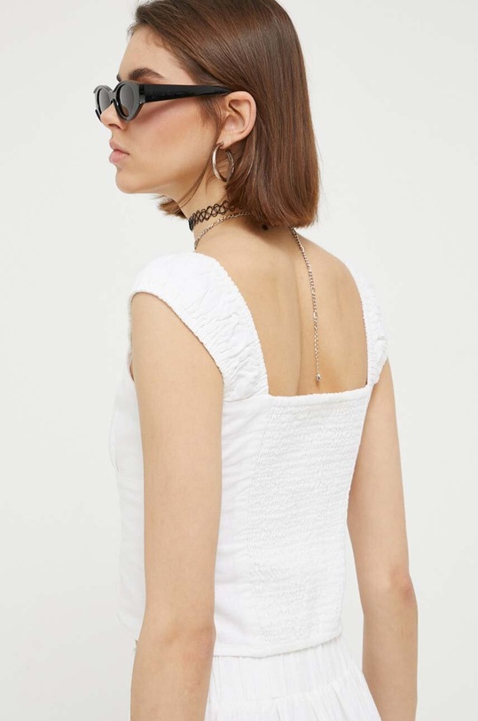 Odzież Abercrombie & Fitch top lniany KI140.3359.100 biały