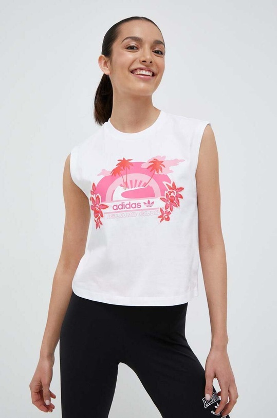 adidas Originals top bawełniany IT8151 biały SS23