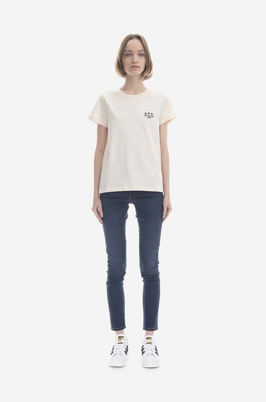 A.P.C. t-shirt bawełniany New Denise COEZC.F26848 beżowy SS23