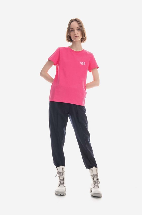 A.P.C. t-shirt bawełniany New Denise COEZC.F26848 różowy SS23