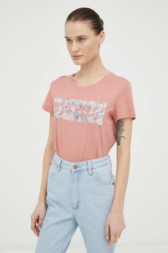 Mustang t-shirt bawełniany nadruk różowy 1013621.7261