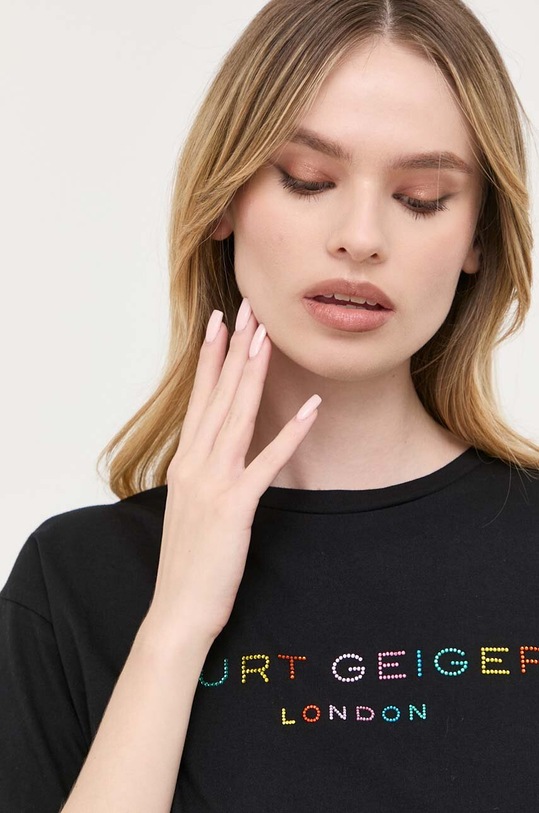 Kurt Geiger London t-shirt bawełniany czarny KGL1WTS03