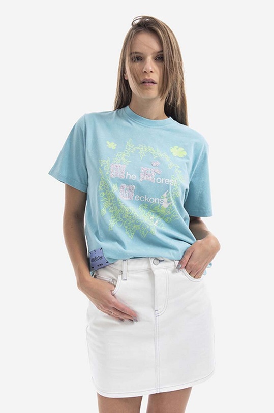 MCQ t-shirt in cotone sovrastampa blu 624665RSJ634209