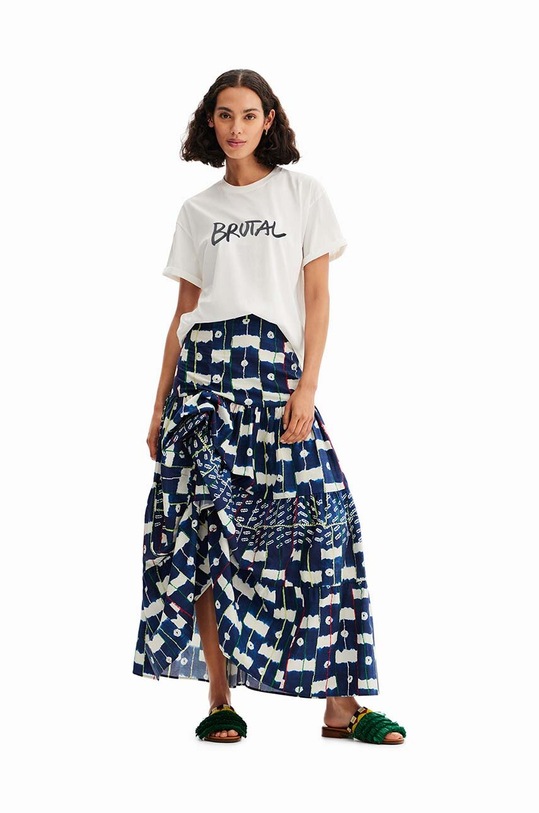 Βαμβακερό μπλουζάκι Desigual x STELLA JEAN 23SWTKCI λευκό
