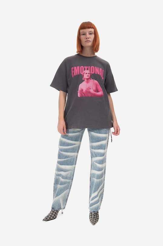 KSUBI t-shirt bawełniany nadruk szary WPS23TE009