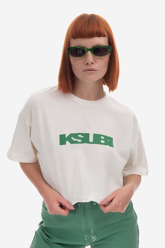 Bombažna kratka majica KSUBI WPS23TE010 bela