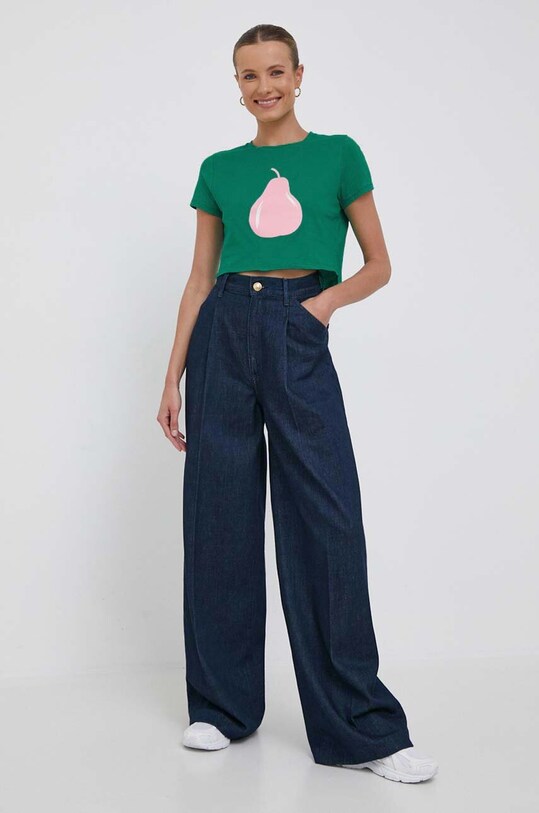 Βαμβακερό μπλουζάκι United Colors of Benetton 3096D106N.24B πράσινο SS23