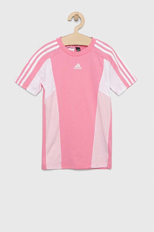 adidas t-shirt bawełniany dziecięcy LK CB CO TEE IC3850 różowy SS23