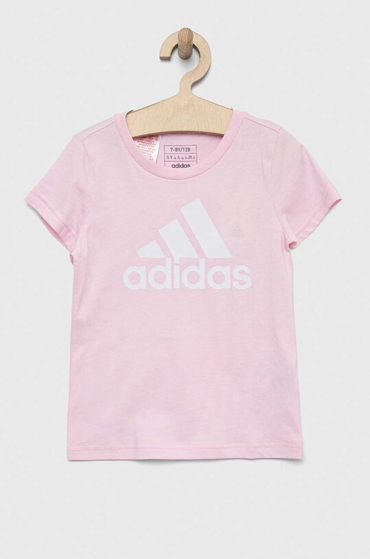 adidas tricou de bumbac pentru copii G BL print roz IC6123