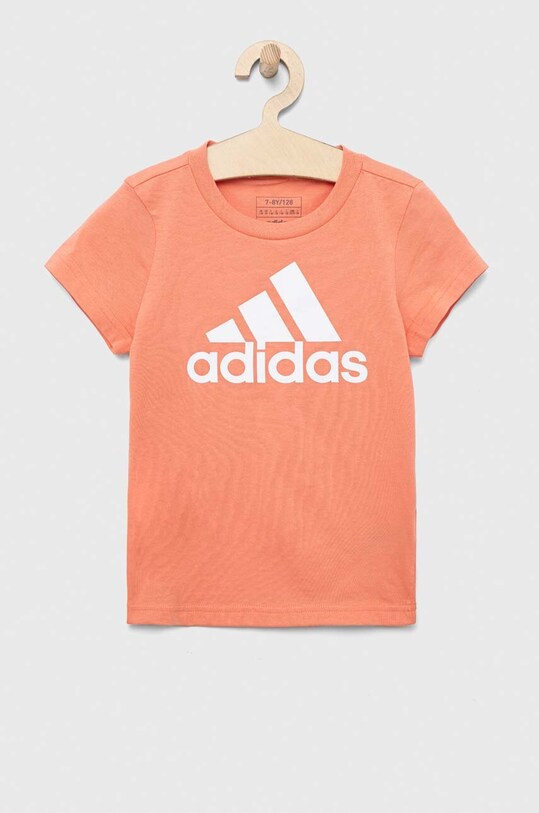 adidas t-shirt bawełniany dziecięcy G BL nadruk pomarańczowy IC6125