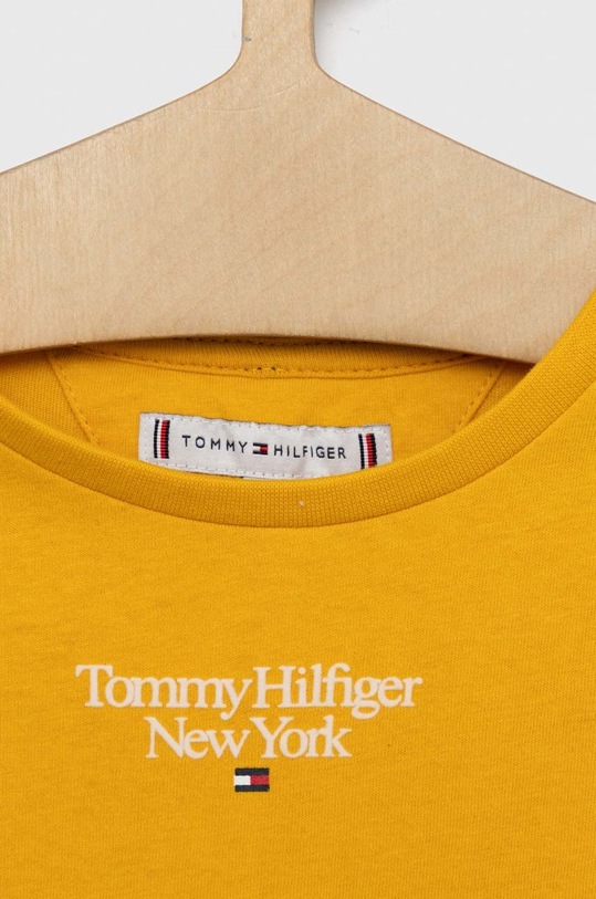 Deklice Otroška bombažna kratka majica Tommy Hilfiger KG0KG07083.PPYX rumena