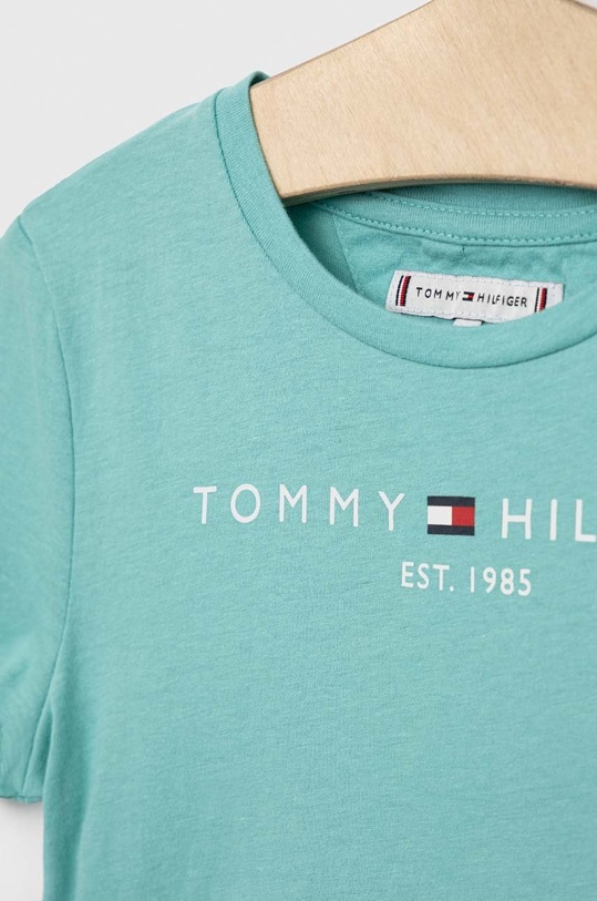 Dziewczynka Tommy Hilfiger t-shirt bawełniany dziecięcy KG0KG05242.PPYX turkusowy