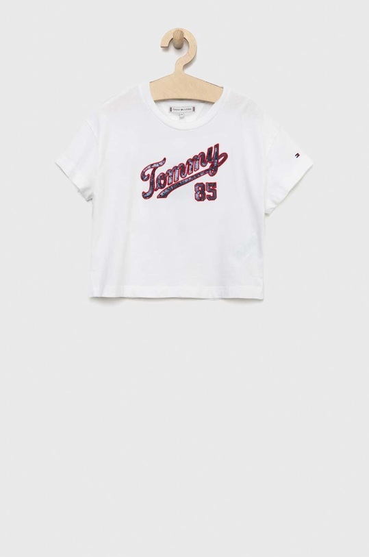 Tommy Hilfiger t-shirt bawełniany dziecięcy aplikacja biały KG0KG07087.PPYX