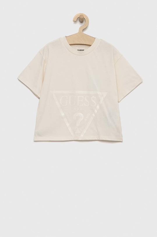 Παιδικό βαμβακερό μπλουζάκι Guess στάμπα μπεζ J2BI41.K8HM0.PPYX