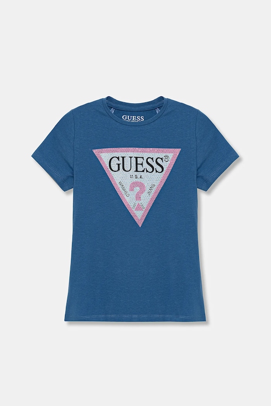 Guess t-shirt dziecięcy z elastanem niebieski J2YI51.K6YW1.PPYX