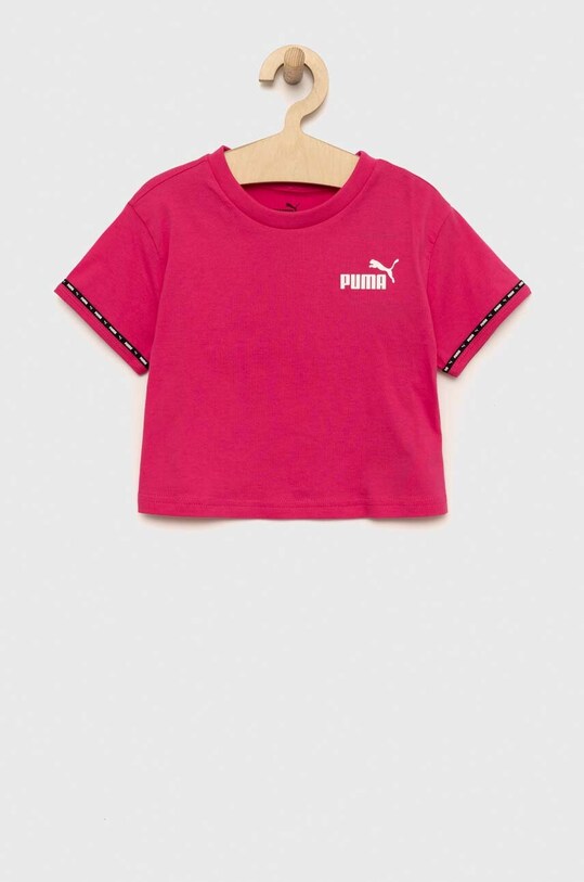 Puma t-shirt bawełniany dziecięcy PUMA POWER Tape Tee G 67354464.PPYX różowy SS23