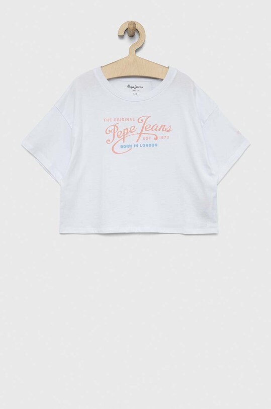 Παιδικό βαμβακερό μπλουζάκι Pepe Jeans Non-denim στάμπα λευκό PG502958