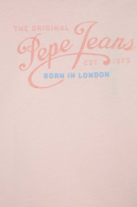 Дівчинка Дитяча бавовняна футболка Pepe Jeans Non-denim PG502958 рожевий