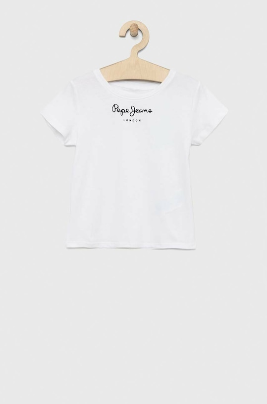 Παιδικό βαμβακερό μπλουζάκι Pepe Jeans στάμπα λευκό PG502960