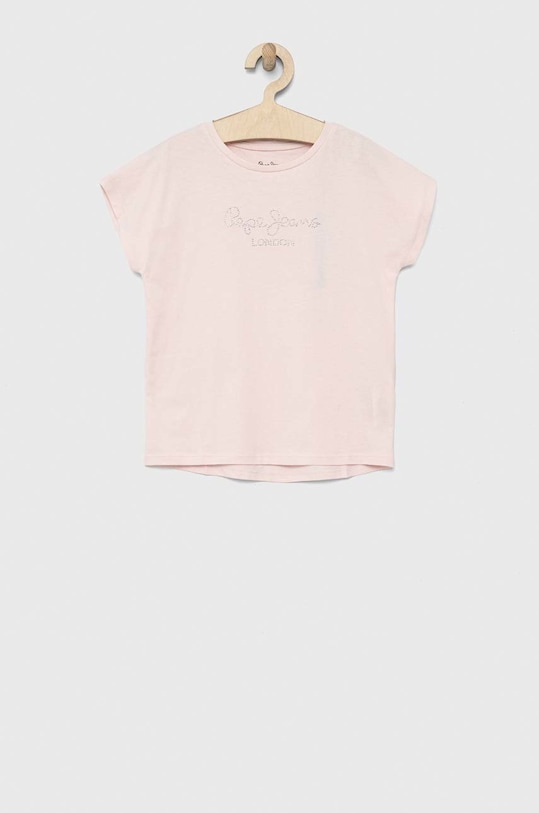 Pepe Jeans t-shirt bawełniany dziecięcy Nuria aplikacja różowy PG502460.PPYX