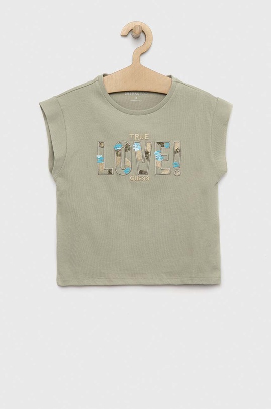 Dječja pamučna majica kratkih rukava Guess pamuk zelena J3GI13.K8HM3.PPYX