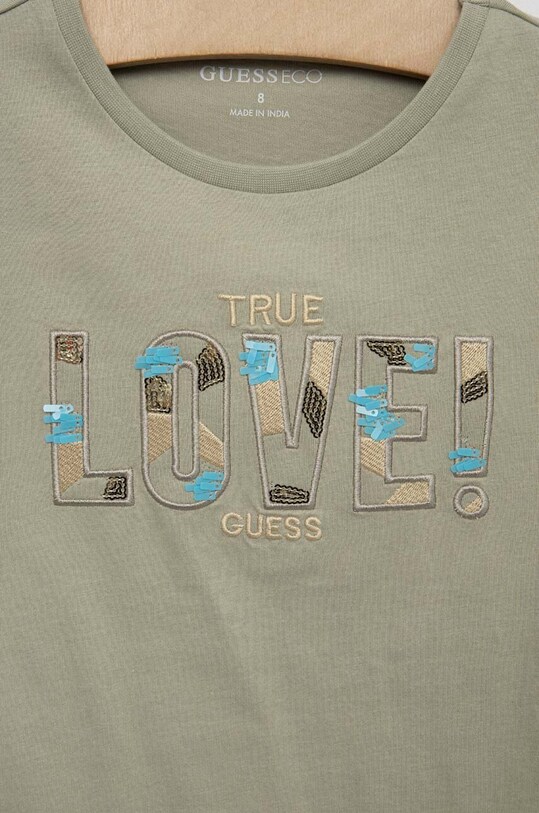 Dziewczynka Guess t-shirt bawełniany dziecięcy J3GI13.K8HM3.PPYX zielony