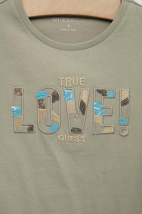Djevojčice Dječja pamučna majica kratkih rukava Guess J3GI13.K8HM3.PPYX zelena